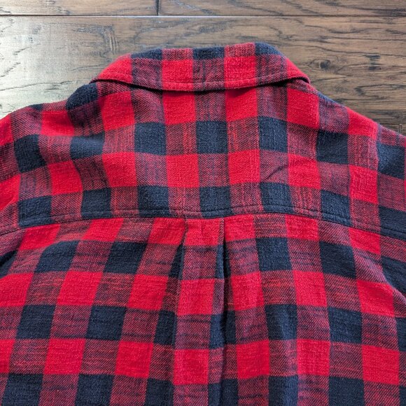 Harlow cropped flannel shirt red black buffalo plaid size small - Picture 8 of 13